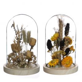 Glass jar with dried flowers natural Ø12cm (1 pcs.) [IFS-29834]