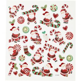 Stickers, Father Christmas and candy cane, 15x16,5 cm, 1 sheet [HOB-298941]
