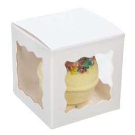 Kraft Gift Boxes White with 3 windows 5x5x5cm (25 pieces) [WGWG347]