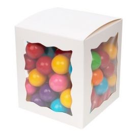 Kraft Gift Boxes White with 3 windows 10.2x10.2x11.7cm (25 pieces) [WGWG349]