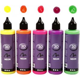 3D Liner, neon colours, 5x100 ml/ 1 pack [HOB-30387]