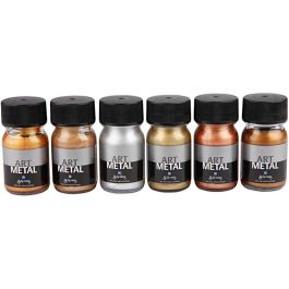 Craft paint metallic, metallic colours, 6x30 ml/ 1 pack [HOB-30696]