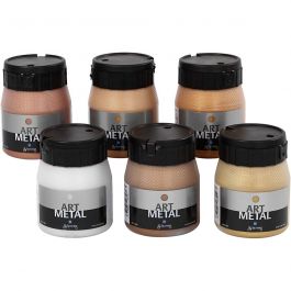 Craft paint metallic, metallic colours, 6x250 ml/ 1 pack [HOB-30709]