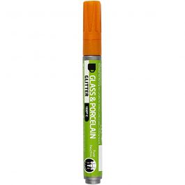 Glass & Porcelain Marker, orange, glitter, line 2-4 mm, semi opaque, 1 pc [HOB-31301]