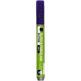 Glass & Porcelain Marker, violet, glitter, line 2-4 mm, semi opaque, 1 pc [HOB-31305]