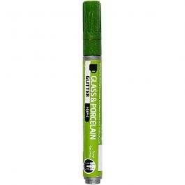 Glass & Porcelain Marker, light green, glitter, line 2-4 mm, semi opaque, 1 pc [HOB-31308]