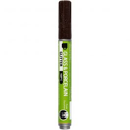 Glass & Porcelain Marker, brown, glitter, line 2-4 mm, semi opaque, 1 pc [HOB-31310]