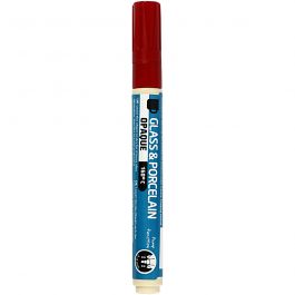 Glass & Porcelain Marker, dark red, line 2-4 mm, opaque, 1 pc [HOB-31327]