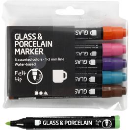 Glass and porcelain markers, additional colours, line 1-3 mm, semi opaque, 6 pc/ 1 pack [HOB-31652]