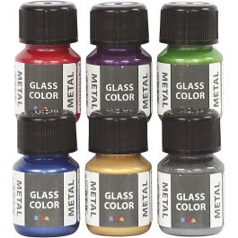 Glass Color Metal, assorted colours, 6x30 ml/ 1 pack [HOB-31762]