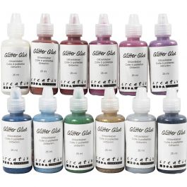 Glitter Glue, assorted colours, 12x25 ml/ 1 pack [HOB-318200]