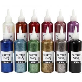 Glitter Glue, assorted colours, 12x118 ml/ 1 pack [HOB-31820]