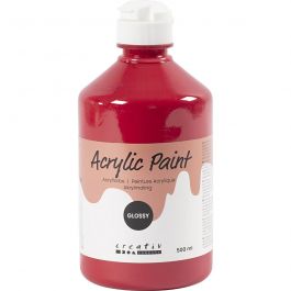 School acrylic paint glossy, primary red, glossy, 500 ml/ 1 bottle [HOB-32010]