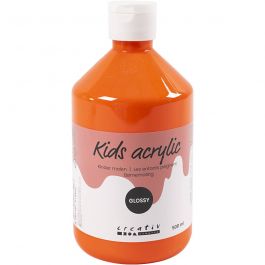 School acrylic paint glossy, orange, glossy, 500 ml/ 1 bottle [HOB-32014]