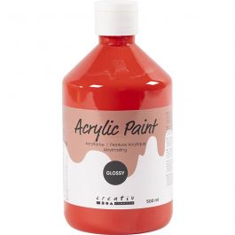 School acrylic paint glossy, red, glossy, 500 ml/ 1 bottle [HOB-32016]