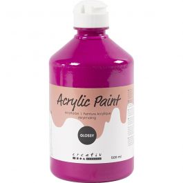 School acrylic paint glossy, pink, glossy, 500 ml/ 1 bottle [HOB-32020]