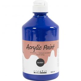 School acrylic paint glossy, blue, glossy, 500 ml/ 1 bottle [HOB-32024]