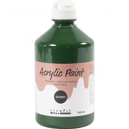 School acrylic paint glossy, dark green, glossy, 500 ml/ 1 bottle [HOB-32028]