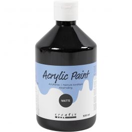 School acrylic paint matte, black, matt, 500 ml/ 1 bottle [HOB-32104]