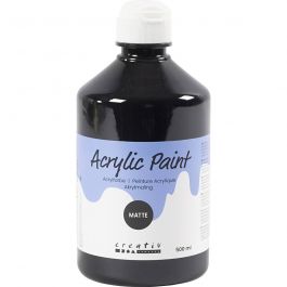 School acrylic paint matte, black, matt, 500 ml/ 1 bottle [HOB-32104]