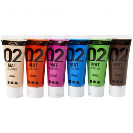 School acrylic paint matte, additional colours, matt, 6x20 ml/ 1 pack [HOB-32105]