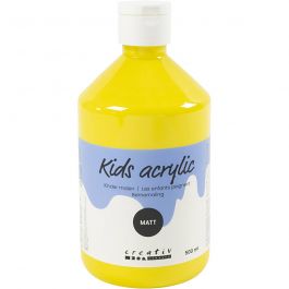 School acrylic paint matte, primary yellow, matt, 500 ml/ 1 bottle [HOB-32106]