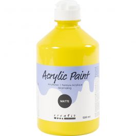 School acrylic paint matte, primary yellow, matt, 500 ml/ 1 bottle [HOB-32106]