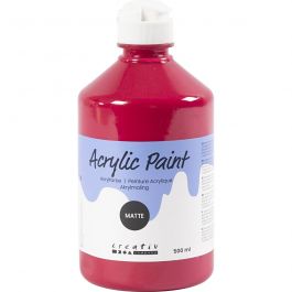 School acrylic paint matte, primary red, matt, 500 ml/ 1 bottle [HOB-32110]