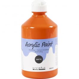 School acrylic paint matte, orange, matt, 500 ml/ 1 bottle [HOB-32114]