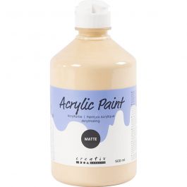 School acrylic paint matte, light beige, matt, 500 ml/ 1 bottle [HOB-32118]