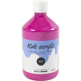 School acrylic paint matte, pink, matt, 500 ml/ 1 bottle [HOB-32120]
