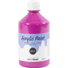 School acrylic paint matte, pink, matt, 500 ml/ 1 bottle [HOB-32120]