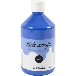 School acrylic paint matte, blue, matt, 500 ml/ 1 bottle [HOB-32124]