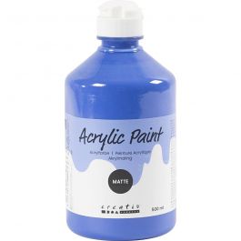 School acrylic paint matte, blue, matt, 500 ml/ 1 bottle [HOB-32124]