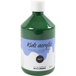 School acrylic paint matte, dark green, matt, 500 ml/ 1 bottle [HOB-32128]