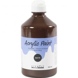 School acrylic paint matte, brown, matt, 500 ml/ 1 bottle [HOB-32130]