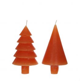 Candle set 2 trees brown 12cm high (1 set, 6pcs) [IFS-32154]