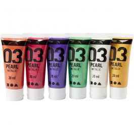 School acrylic paint metallic, additional colours, metallic, 6x20 ml/ 1 pack [HOB-32205]