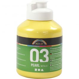 School acrylic paint metallic, yellow, metallic, 500 ml/ 1 bottle [HOB-32206]