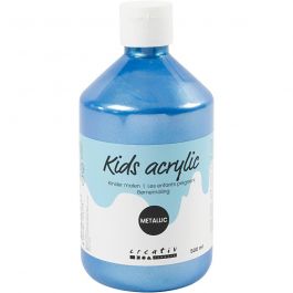 School acrylic paint metallic, blue, metallic, 500 ml/ 1 bottle [HOB-32208]