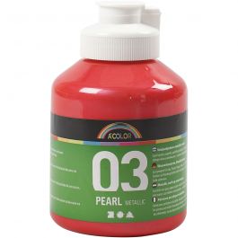 School acrylic paint metallic, red, metallic, 500 ml/ 1 bottle [HOB-32210]