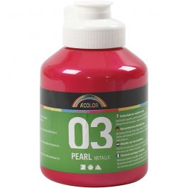 School acrylic paint metallic, pink, metallic, 500 ml/ 1 bottle [HOB-32214]