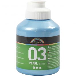 School acrylic paint metallic, light blue, metallic, 500 ml/ 1 bottle [HOB-32220]