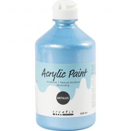 School acrylic paint metallic, light blue, metallic, 500 ml/ 1 bottle [HOB-32220]
