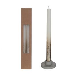 Dinner Candles Creme with Gold Spray Ø2.1/h. 25cm (1 set) [IFS-32313]