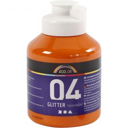 A-Color Acrylic Paint, orange, no. 04, glitter, 500 ml/ 1 bottle [HOB-32505]