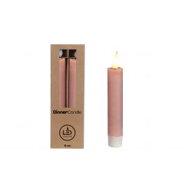LED candle h.21cm Ø2.1 cm rustic finish pink (Set of 2 pcs) [IFS-32550]