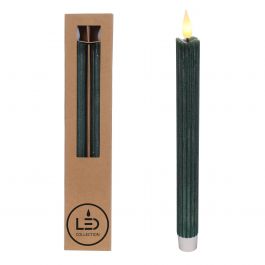 LED pencil candle Ø2.1 h. 25cm moss green (Set of 2 pcs) [IFS-32580]