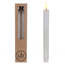 LED pencil candle Ø2.1 h. 25cm white (Set of 2 pcs) [IFS-32587]