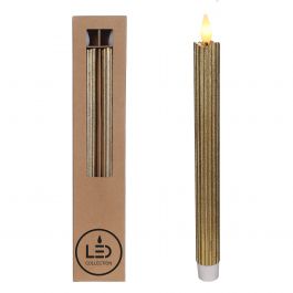 LED pencil candle Ø2.1 h. 25cm gold (Set of 2 pcs) [IFS-32592]